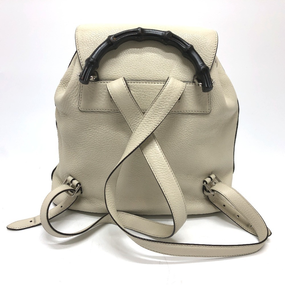 GUCCI White Leather Bamboo Backpack - Picture 2 of 16